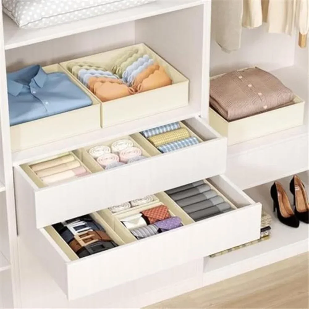 Drawer Organizer Clothes Storage Bins 18 Pack Closet Dresser Sock Underwear